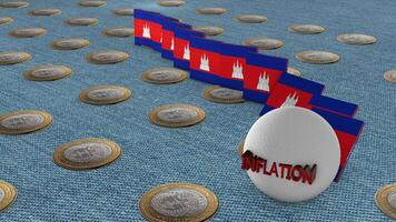 Cambodia Flag with Inflation Concept video
