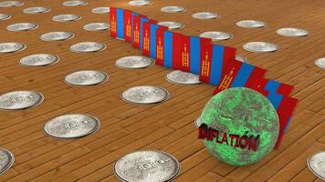 Mongolia Flag with Inflation Concept video