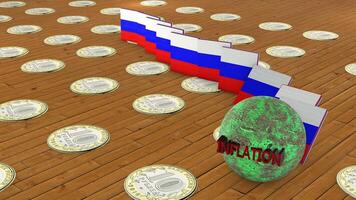 Russia Flag with Inflation Concept video