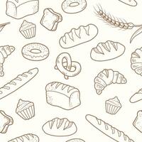 Cake or bakery doodle seamless pattern in cute hand drawn style suitable for background vector