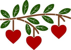 Tree Branch with Hearts vector