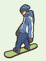 Cartoon Snowboard Player Action vector