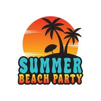 summer beach palm tree island logo design template vector
