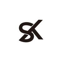letter sk linked overlapping simple logo vector