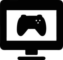 a black and white computer monitor with a game controller on it vector