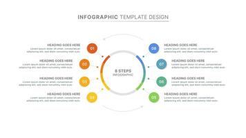 Modern Circular Cycle Infographic Design Template with 8 Stages vector