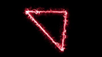 Fiery yellow red ring on a black background. Abstract triangle, frame of solar flame. video