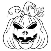 A Black and White Drawing of A Pumpkin With A Smile vector