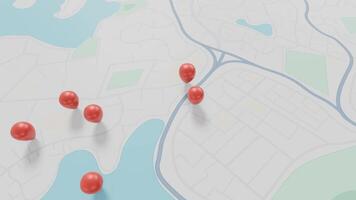 4k City map location pointer. Navigation map 3d render video