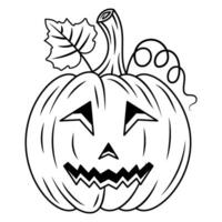 A Black and White Drawing of A Pumpkin With A Smile vector