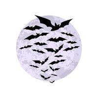 Bats Flying in The Night Sky With Moon Illustration Background vector