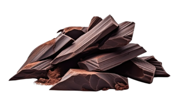 . Fragment of dark chocolate isolated on a transparent background. png