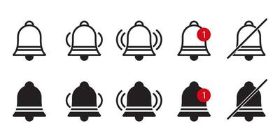 A collection of bell images with various notification signs vector