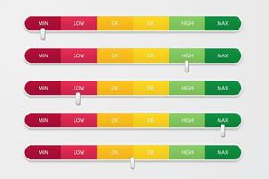 Indicator level meter with horizontal colorful levels vector