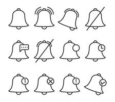 Collection of bell notification images in outline style vector