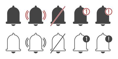 A collection of images of bells and their notification symbols vector