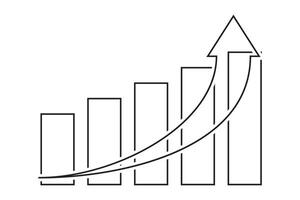 Progress growth graph icon with increase arrow sign vector