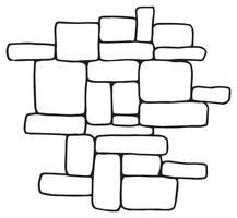 texture of stone paving, wall. linear drawing in doodle style. vector