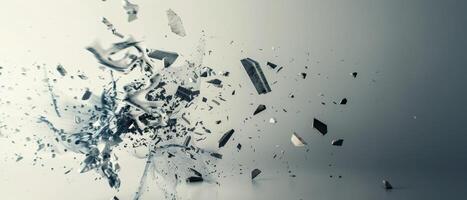 Shattered Glass Fragments In Mid-Air Explosion photo