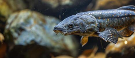 A Close Up of a Spotted Goby Fish Swimming in an Aquarium photo