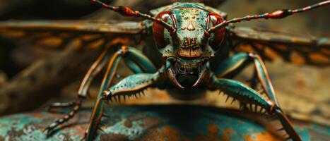 Close Up of a Jewel Beetle in a Rainforest photo