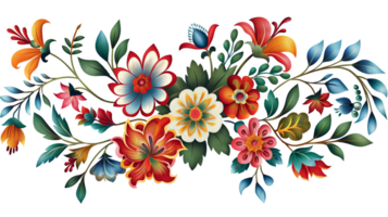 A colorful floral border with a variety of flowers. The flowers are arranged in a way that creates a sense of movement and flow. The border is vibrant and eye-catching, and it adds a touch of elegance png