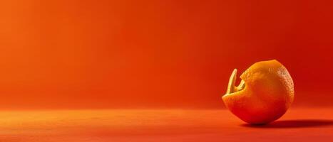 Partially Eaten Orange on Orange Background photo