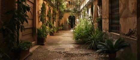 A Narrow Courtyard in a Historic Italian City photo