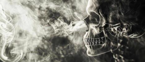 A Skull Exhaling Smoke in a Digital Artwork photo