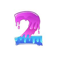 Slime Cartoon Number 2, figure Two. Slime font type number Latin alphabet vector