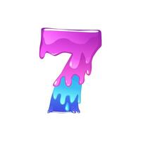 Slime Cartoon Number 7, figure Seven. Slime font type number Latin alphabet vector