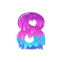 Slime Cartoon Number 8, figure Eight. Slime font type number Latin alphabet vector