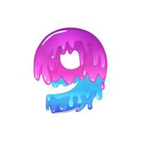 Slime Cartoon Number 9, figure Nine. Slime font type number Latin alphabet vector