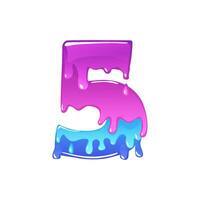 Slime Cartoon Number 5, figure Five. Slime font type number Latin alphabet vector