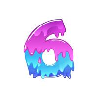 Slime Cartoon Number 6, figure Six. Slime font type number Latin alphabet vector