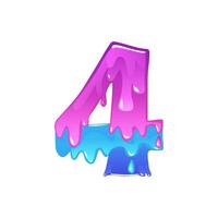 Slime Cartoon Number 4, figure Four. Slime font type number Latin alphabet vector