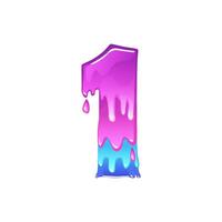Slime Cartoon Number 1, figure One. Slime font type number Latin alphabet vector