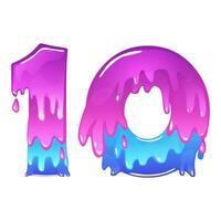 Slime Cartoon Number 10, figure Ten. Slime font type number Latin alphabet vector