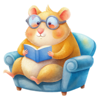 aigenerated hamster reading book png