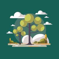 Flat Design Natural Tree go Green vector