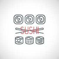 Sushi with Chopsticks, isolated on white background. vector