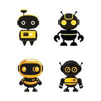 Cartoon Robot Characters in Yellow and Black Theme vector