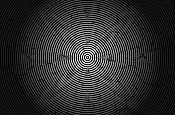 a black and white image of a spiral pattern of fingerprint effect, a black and white image of a spiral pattern, a circular pattern with a red and orange background