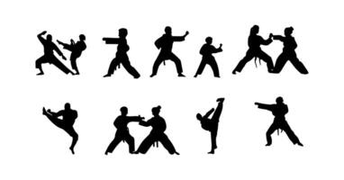 illustration of karate martial arts silhouette vector