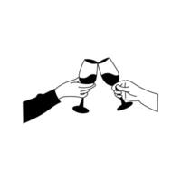 illustration of two hands clinking wine glasses vector