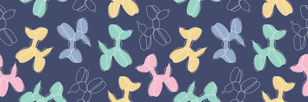Seamless pattern of colorful balloons. Colorful drawing of inflatable toys made of twisted balloons. Design element for packaging, greeting card, invitation card, print, flyer, banner. . vector