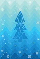 The inscription Merry Christmas and Happy New Year in the form of a Christmas tree. Christmas background with handwritten typography and snowflakes. . vector