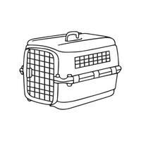 Icon of a carrier for cats, dogs in doodle style. Soft bag with mesh and handles for carrying animals. illustration vector