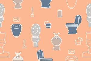 Seamless pattern of toilets and toilet paper. Toilet seamless pattern. vector