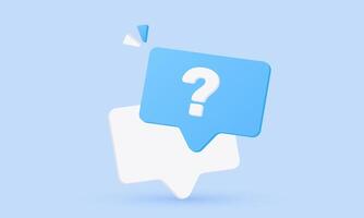 3d question mark speech bubble icon concept new idea design vector